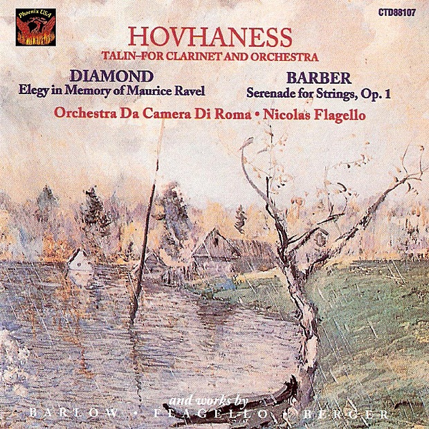 Обложка альбома «Hovhaness: Talin - Diamond: Elegy - Barber: Serenade for Strings» — Nicolas Flagello & Orchestra da Camera di Roma