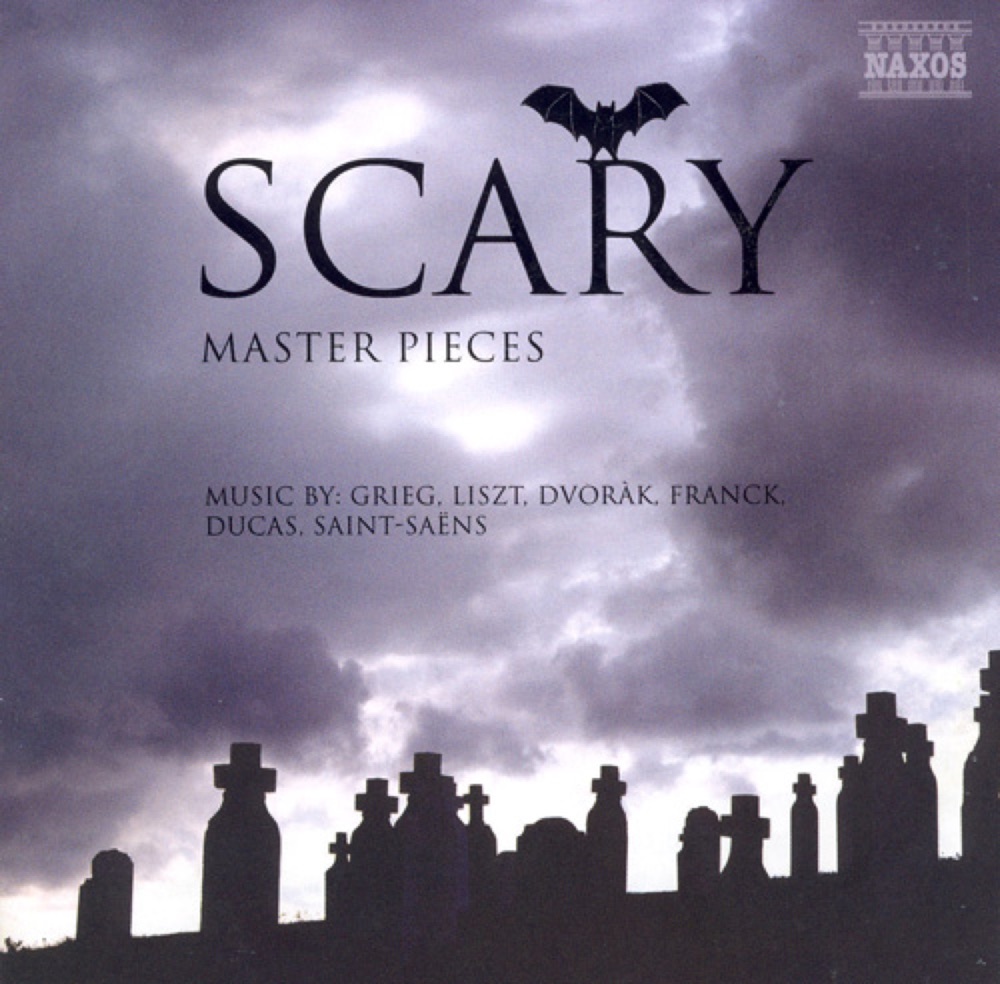 Обложка альбома «Scary Masterpieces - Music By Grieg, Liszt, Dvorak, Franck, Ducas, Saint-Saens» — Jerzy Maksymiuk, BBC Scottish Symphony Orchestra, Kenneth Jean, Slovak Radio Symphony Orchestra, Peter Nagy, Stephen Gunzenhauser, Polish National Radio Symphony Orchestra, Roberto Benzi, Arnhem Philharmonic Orchestra, Theodore Kuchar, Ukraine National Radio Symphony Orchestra, Slovak Philharmonic Orchestra & Keith Clark