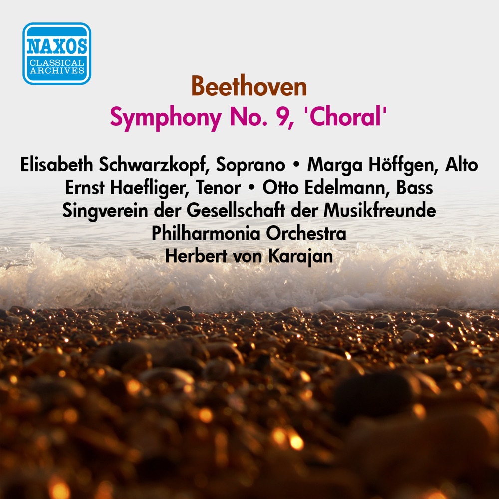 Обложка альбома «Beethoven: Symphony No. 9, "Choral" (1956)» — Otto Edelmann, Elisabeth Schwarzkopf, Ernst Haefliger, Marga Hoffgen, Herbert von Karajan, Philharmonia Orchestra & Wiener Singverein