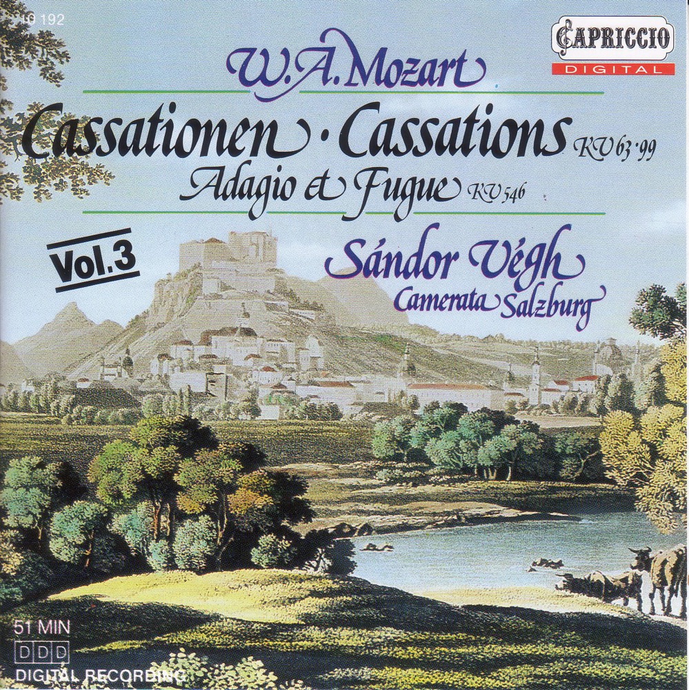 Обложка альбома «Mozart: Cassations, K. 63 and 99, Adagio and Fugue, K. 546» — Camerata Salzburg, Sandor Vegh & Arvid Engegård