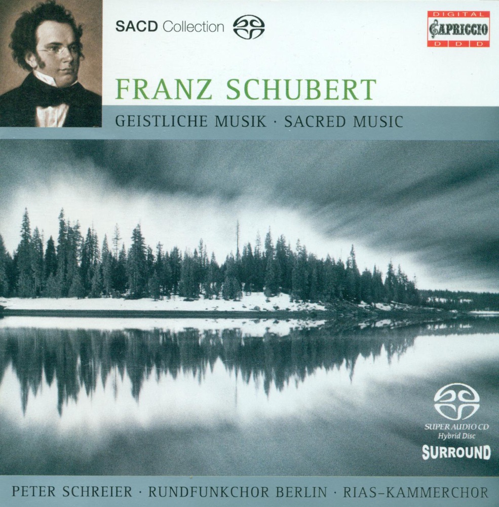 Обложка альбома «Schubert, F.: Sacred Music» — Rundfunk-Sinfonieorchester Berlin, Dietrich Knothe, Peter Schreier, Berlin Radio Choir, Marcus Creed, Gabriele Schreckenbach, RIAS Symphony Orchestra, Walton Grönroos, Celina Lindsley, Werner Hollweg, RIAS Kammerchor, Bernd Casper, Astrid Pilzecker, Karin Pohl, Brigitte Domhardt, Claudia Graswurm, Ekkehard Wagner, Gisela Fetting, Karl-Heinz Schmieder & Magdalena Hajossyova