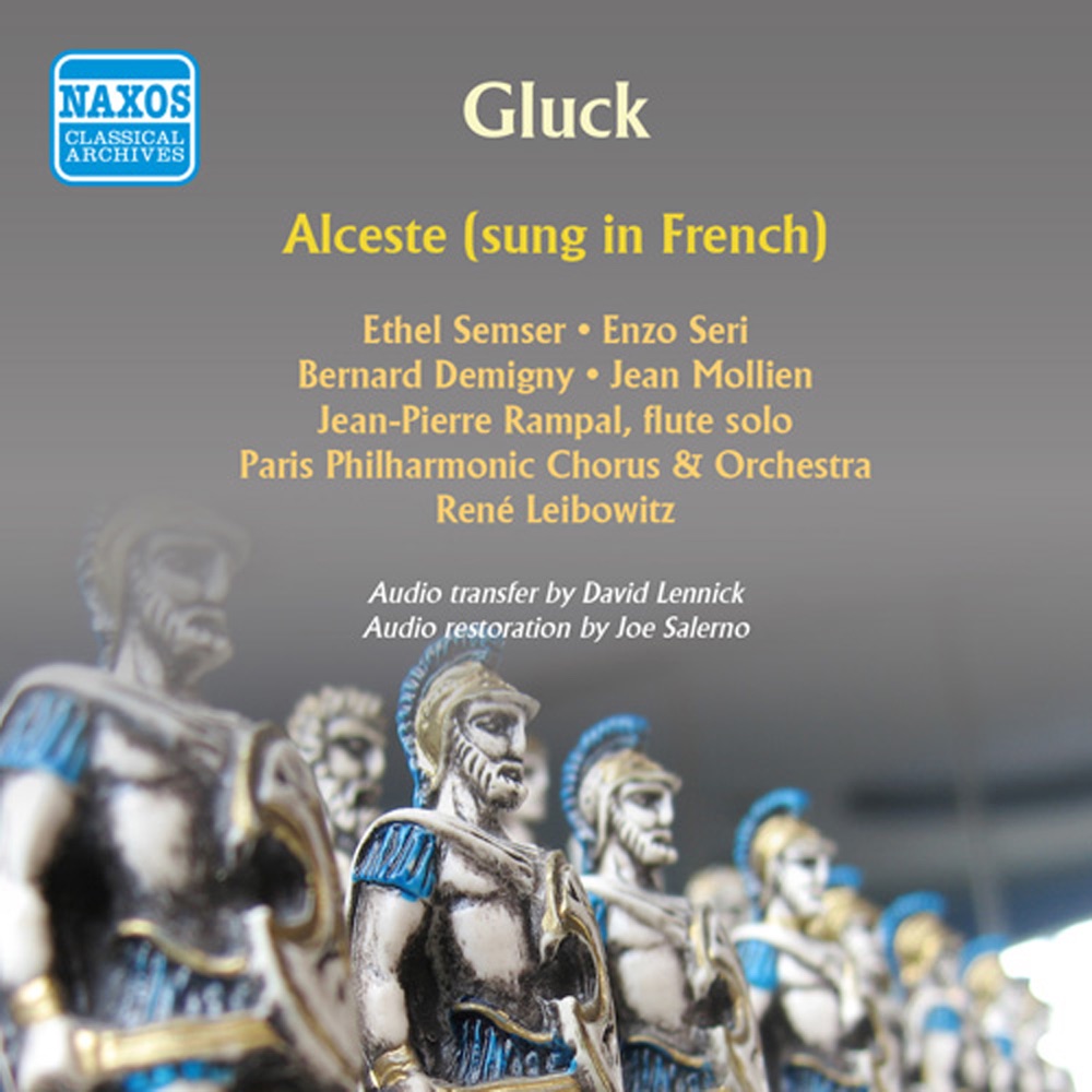 Обложка альбома «Gluck: Alceste (1951-1952)» — Jean-Pierre Rampal, René Leibowitz, Paris Philharmonia Orchestra, Paris Philharmonic Orchestra, Bernard Demigny, Jean Hoffman, Jean Mollien, Lucien Mans, Janine Lindenfelder, Paris Philharmonic Chorus, Ethel Semser, Enzo Seri, Simone Codinas & Jacques Coquiet