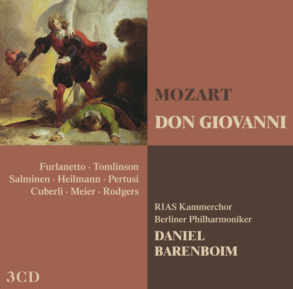 Обложка альбома «Mozart: Don Giovanni» — Berlin Philharmonic, Daniel Barenboim, Ferruccio Furlanetto, Joan Rodgers, Sir John Tomlinson, Lella Cuberli, Matti Salminen, Michele Pertusi, RIAS Kammerchor, Uwe Heilmann & Waltraud Meier