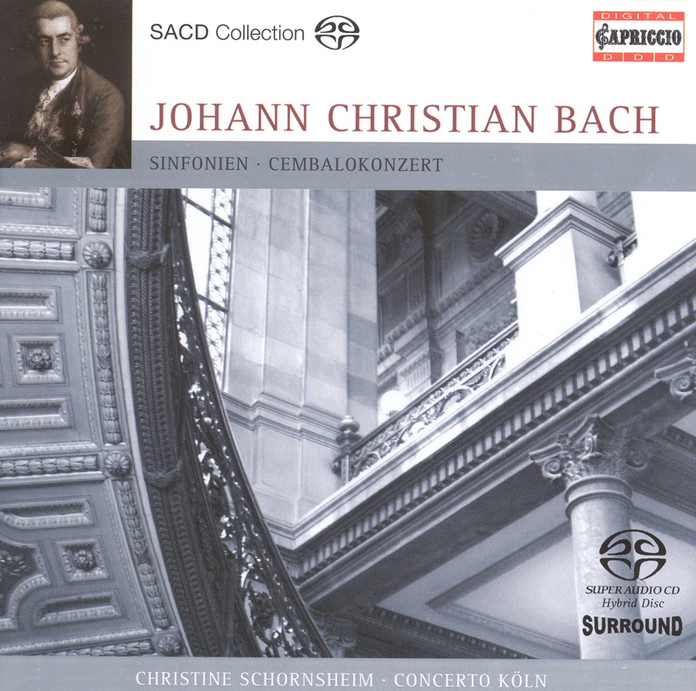 Обложка альбома «J.C. Bach: Harpsichord Concerto In F Minor, Grand Overture (Symphony) for Double Orchestra & Symphony In G Minor» — Concerto Köln, Werner Erhardt & Christine Schornsheim