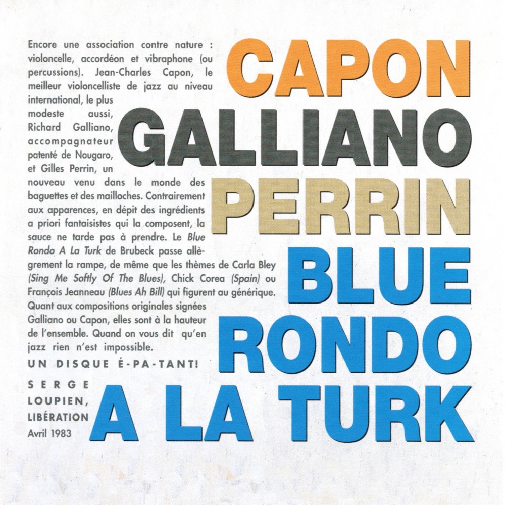 Обложка альбома «Blue Rondo à la Turk» — Richard Galliano & Jean-Charles Capon