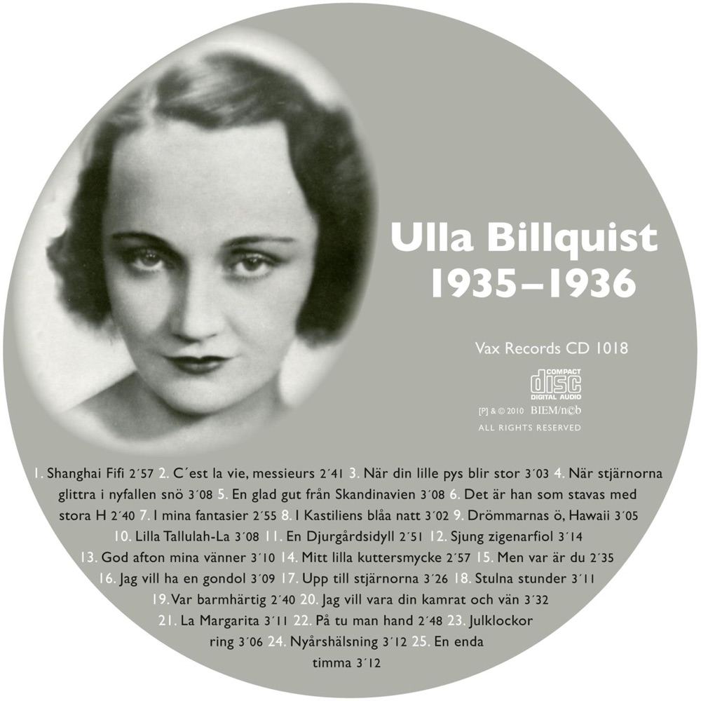 Обложка альбома «Den Kompletta Ulla Billquist 1935-1936» — Ulla Billquist