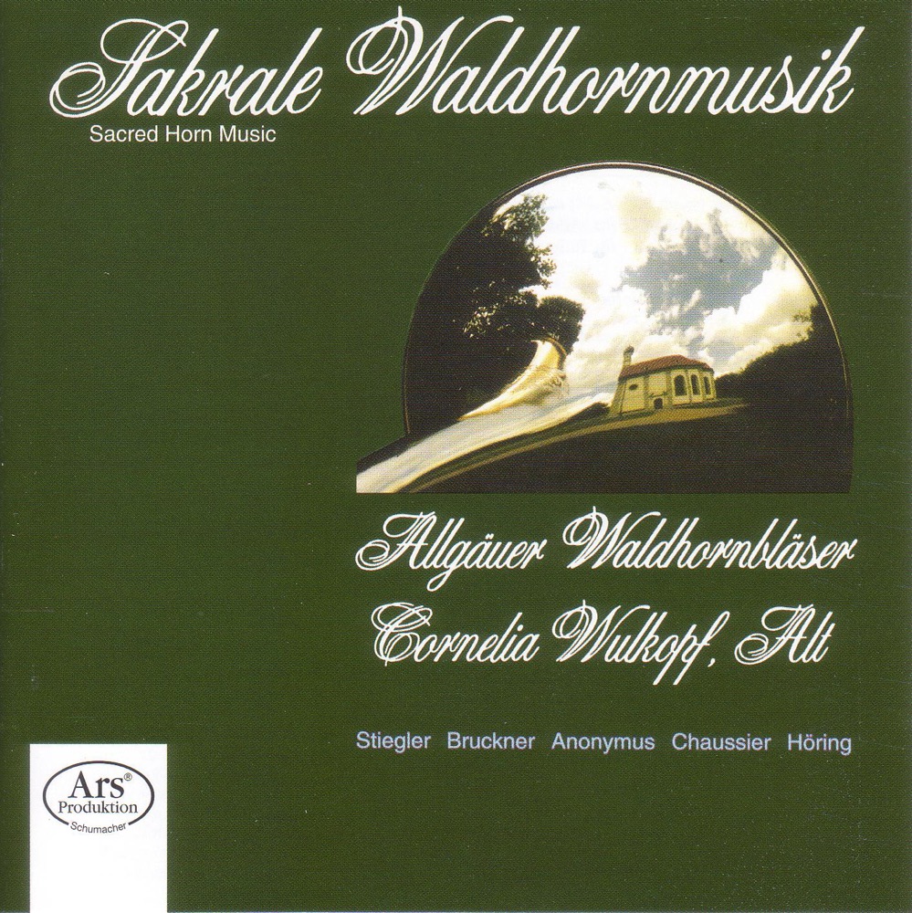 Обложка альбома «Stiegler: St. Hubertus-Messe - Bruckner: Antiphon & Mass, "Windhaager" - Chaussier: O Salutaris - Horing: Partita» — Ulrich Kobl, Allgauer Waldhornblaser & Cornelia Wulkopf