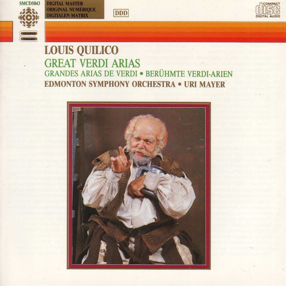 Обложка альбома «Verdi: Great Verdi Arias» — Louis Quilico, Uri Mayer & The Edmonton Symphony Orchestra