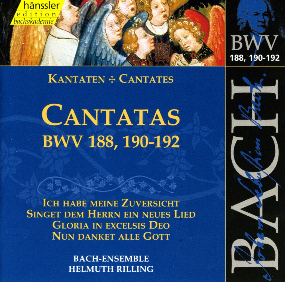 Обложка альбома «Bach, J.S.: Cantatas, Bwv 188, 190-192» — Arleen Auger, Aldo Baldin, Walter Heldwein, Julia Hamari, Gächinger Kantorei Stuttgart, Helmuth Rilling, Württemberg Chamber Orchestra Heilbronn, Helen Watts, Kurt Equiluz, Niklaus Tüller, Stuttgart Bach Collegium, Adalbert Kraus, Nobuko Gamo-Yamamoto & Helen Donath