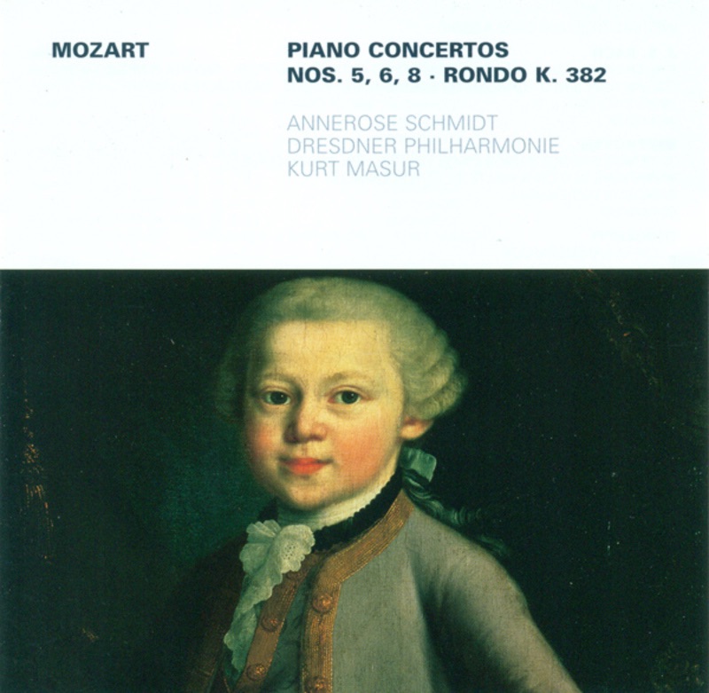 Wolfgang Amadeus Mozart.: Piano Concertos - Nos. 5, 6, 8 / Rondo, K. 382 (Schmidt, Dresden Philharmonic, Masur) cover art