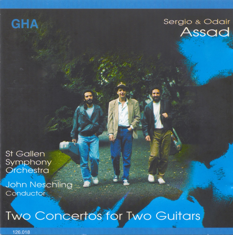 Обложка альбома «Two Concertos for Two Guitars» — John Neschling, Odair Assad, St. Gallen Symphony Orchestra & Sérgio Assad