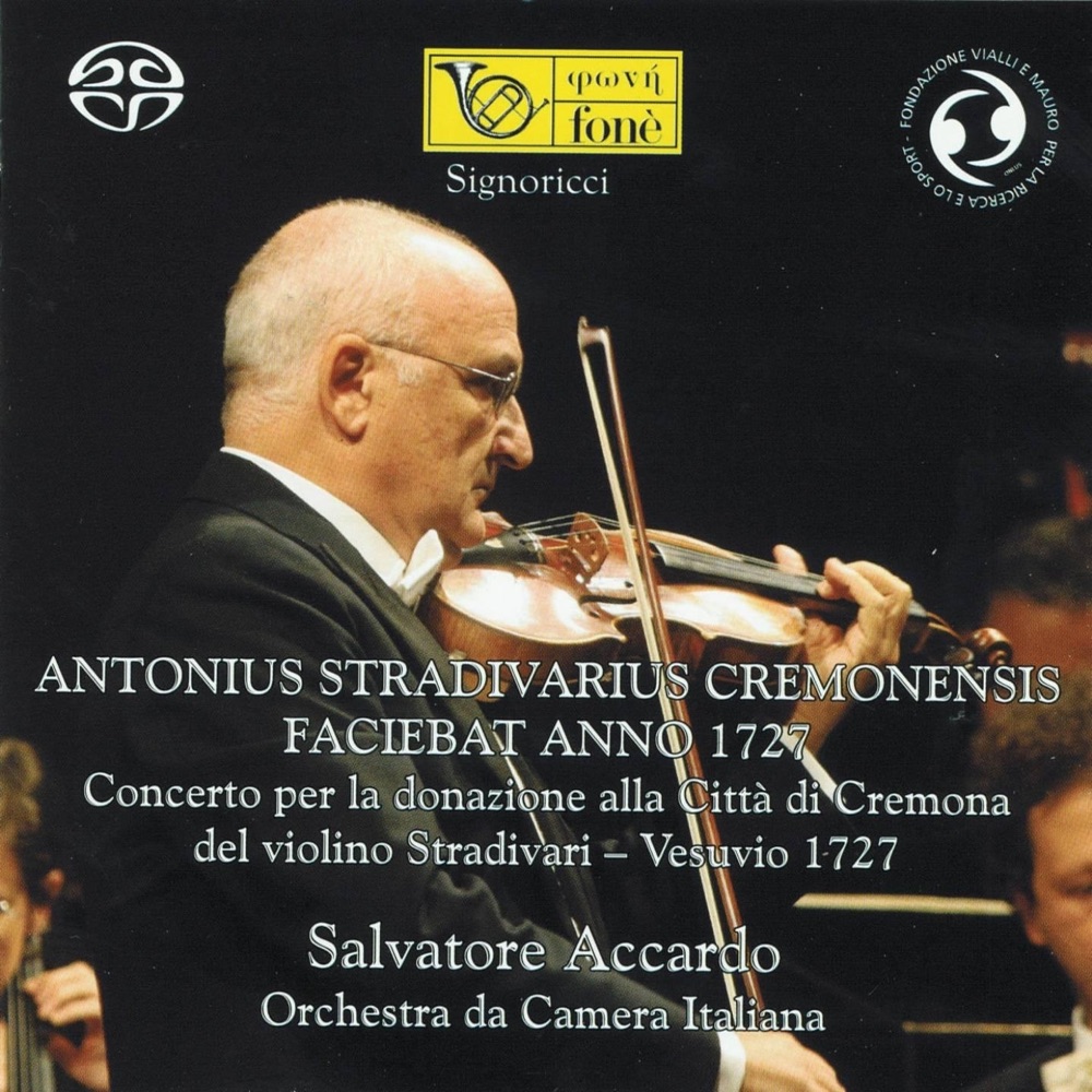 Обложка альбома «Concerto per la donazione alla Città di Cremona del violino Stradivari-Vesuvio, 1727 (Live Version)» — Salvatore Accardo & Orchestra da Camera Italiana