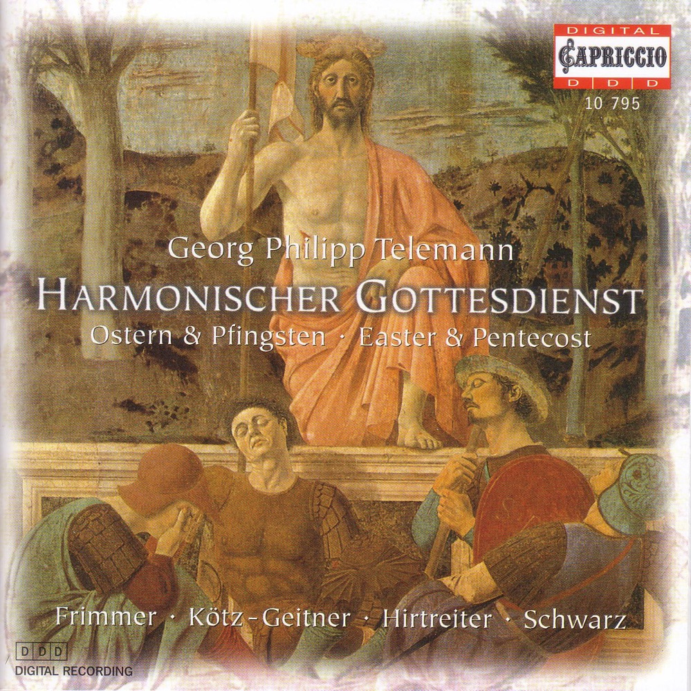 Обложка альбома «Telemann, G.P.: Cantatas for Easter and Pentecost (Harmonischer Gottesdienst)» — Monika Frimmer, Christoph Hammer, Myriam Eichberger, Gerhart Darmstadt, Pieter Affourtit, Petra Kotz-Geitner, Bernhard Hirtreiter, Gotthold Schwarz, Alfredo Bernardini & Christian Beuse