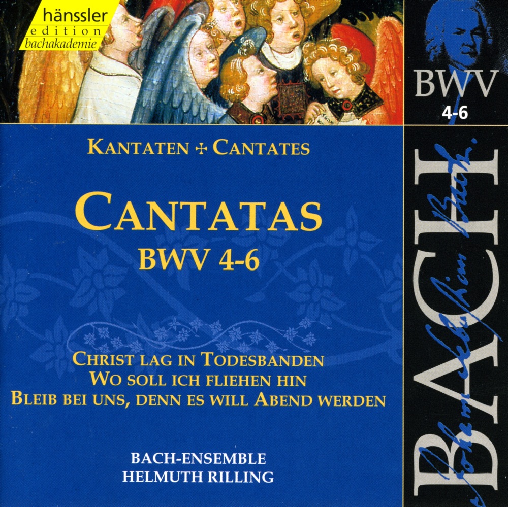 Обложка альбома «Bach, J.S.: Cantatas, Bwv 4-6» — Peter Schreier, Wolfgang Schone, Carolyn Watkinson, Edith Wiens, Gächinger Kantorei Stuttgart, Helmuth Rilling, Stuttgart Bach Collegium, Arleen Auger, Aldo Baldin, Adalbert Kraus & Walter Heldwein