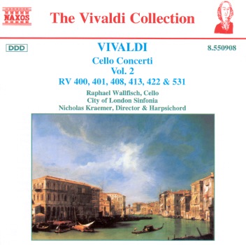 Обложка альбома «Vivaldi: Cello Concerti Rv 400,401,408,413,422 & 531» — Keith Harvey, Andrew Watkinson, Nicholas Kraemer, City of London Sinfonia & Raphael Wallfisch