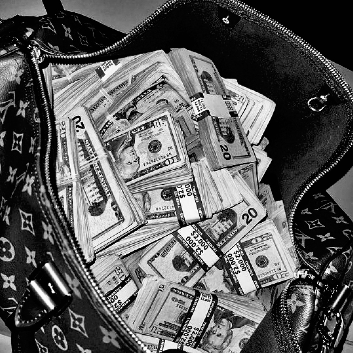 designer bag full of cash