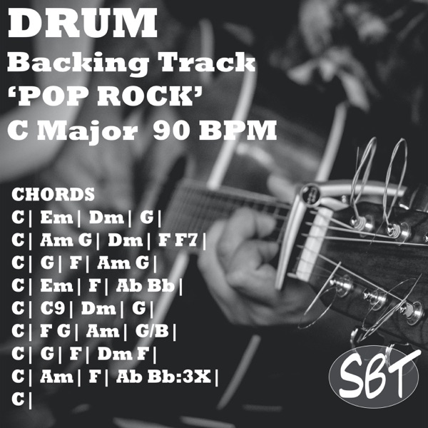 Drum Backing Track (Pop Rock) in C Major, 90 BPM - Single