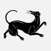 Black dog, white horse
