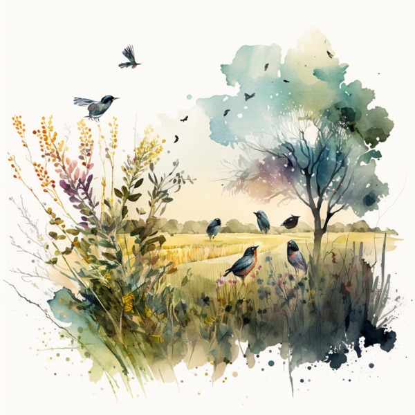 Insects and Birds Resounding Nature Sounds in Fields