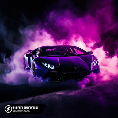 Lamborghini фиолетовая с зелено светящимися фарами