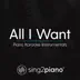 All I Want (Lower Key & Shortened - Originally Performed by Kodaline) [Piano Karaoke Version] song reviews