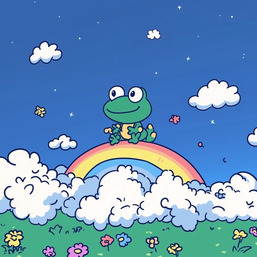 rainbow-심각한 개구리