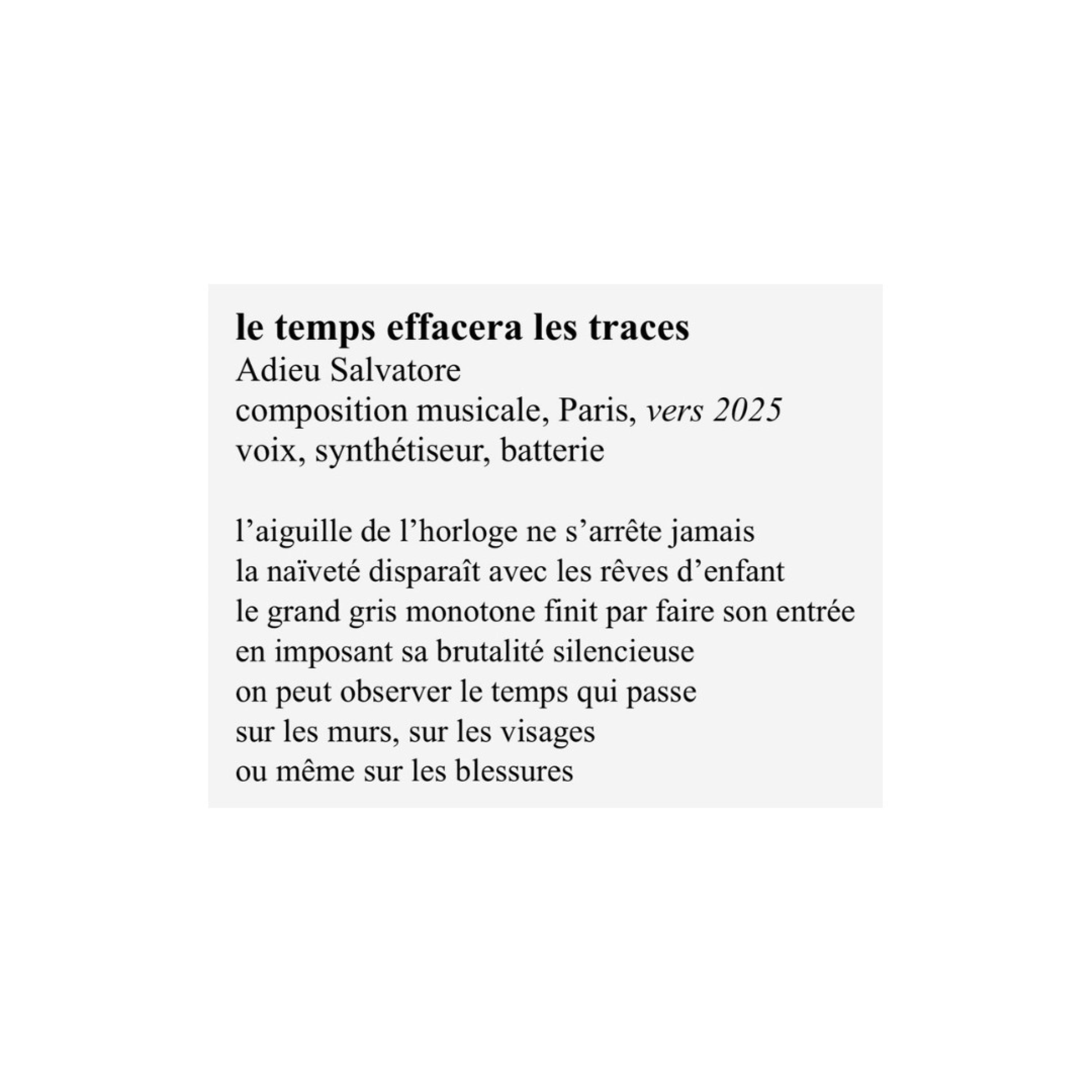 le temps effacera les traces - Single