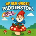 Op een grote paddenstoel