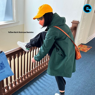 Yellow Hat & Staircase Banister. - EP