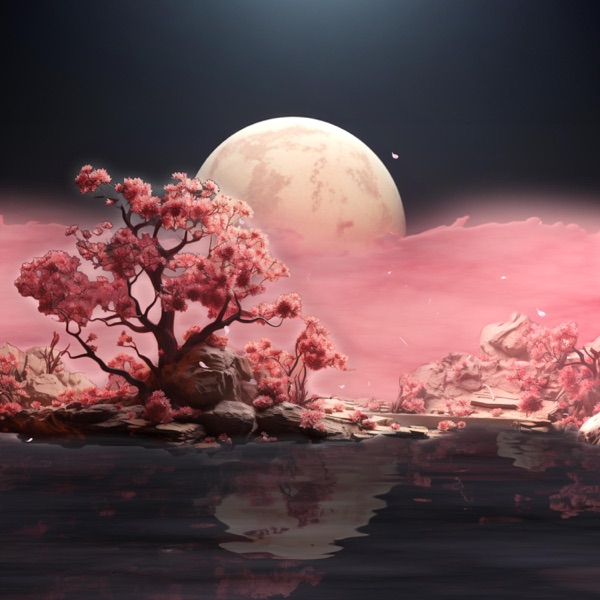 Moonlit Sakura: Tranquil Bamboo Pathway to Dreamlike Meditation