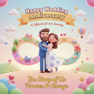 Happy Wedding Anniversary A Lifetime of Love Journey The Story of Us Forever & Always - Single