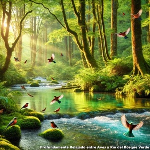 Profundamente Relajado entre Aves y Río del Bosque Verde