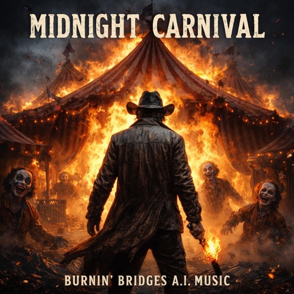 Album cover for MIDNIGHT CARNIVAL - Single by BURNIN' BRIDGES Ai Music