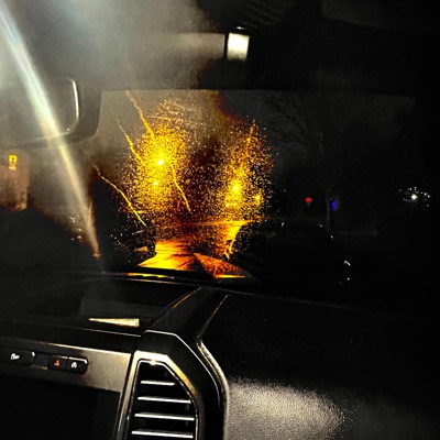 the shadows in the road.