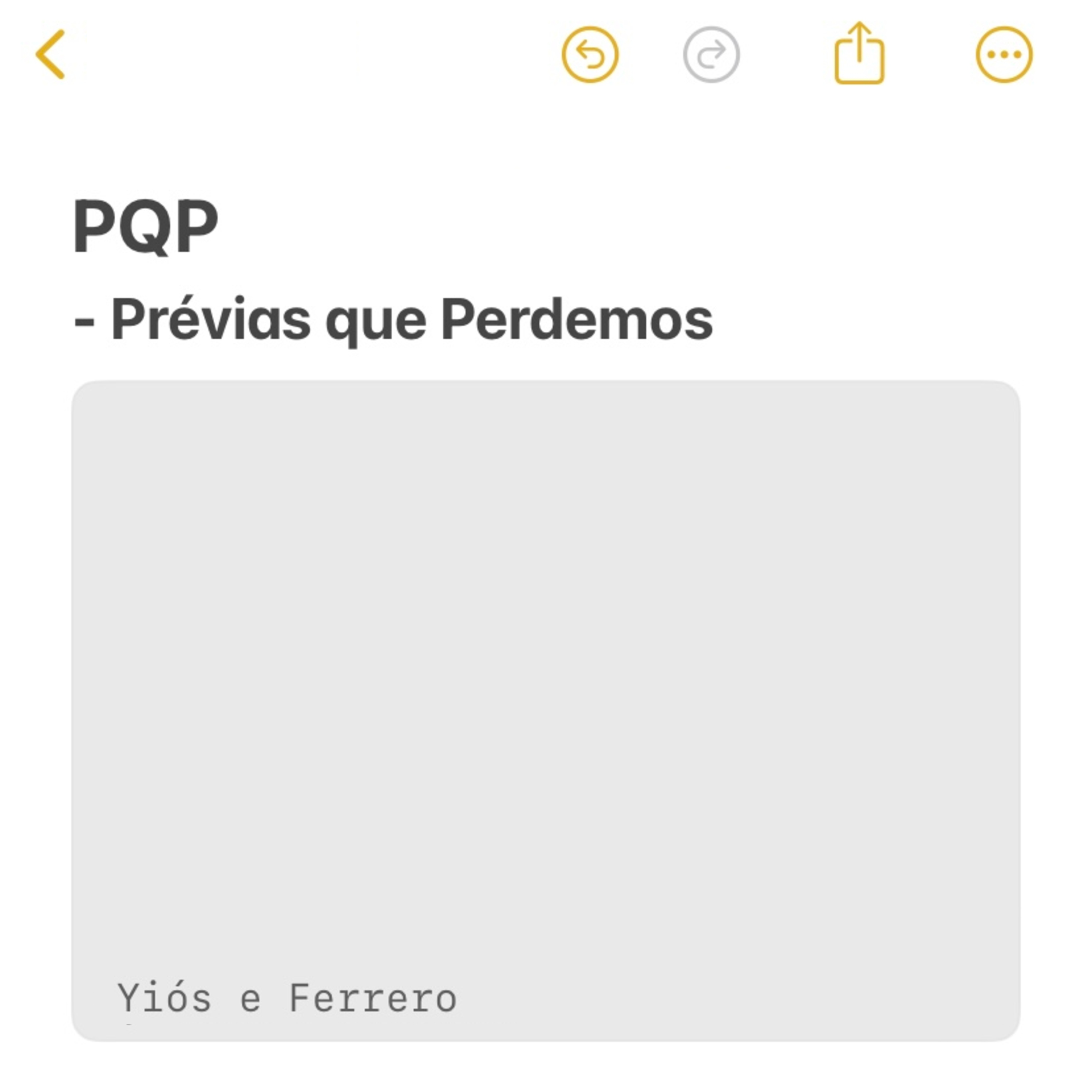 Pqp - Prévias Que Perdemos