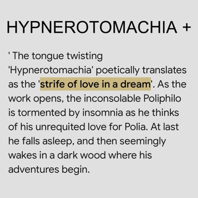 HYPNEROTOMACHIA + - Single