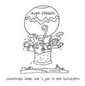 Sinterklaas kom van 't jaar in een luchtballon