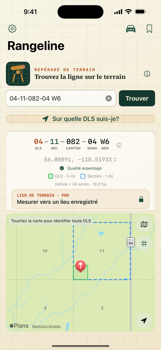 Rangeline: GPS et terres DLS capture d’écran 1
