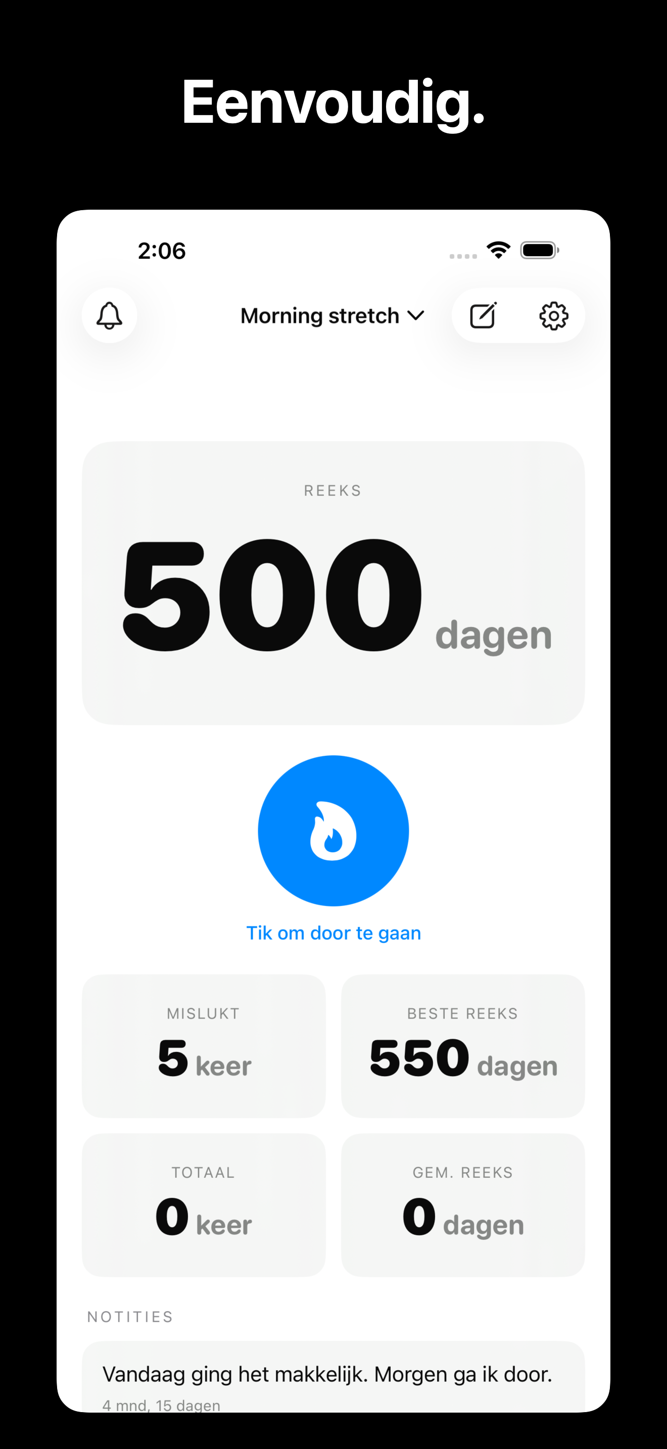 KeepGoing - Habit Tracker iOS screenshot 1 showing app interface