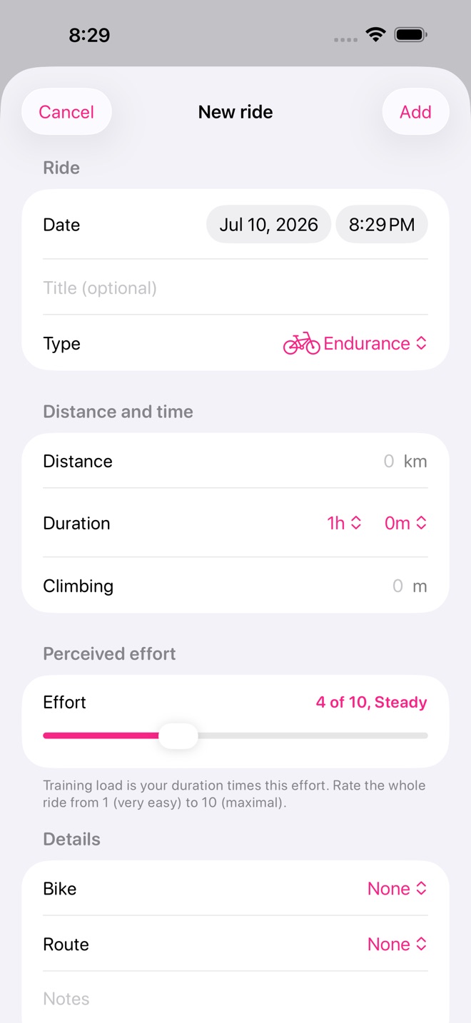 PedalPace: Cycling Log screenshot 2