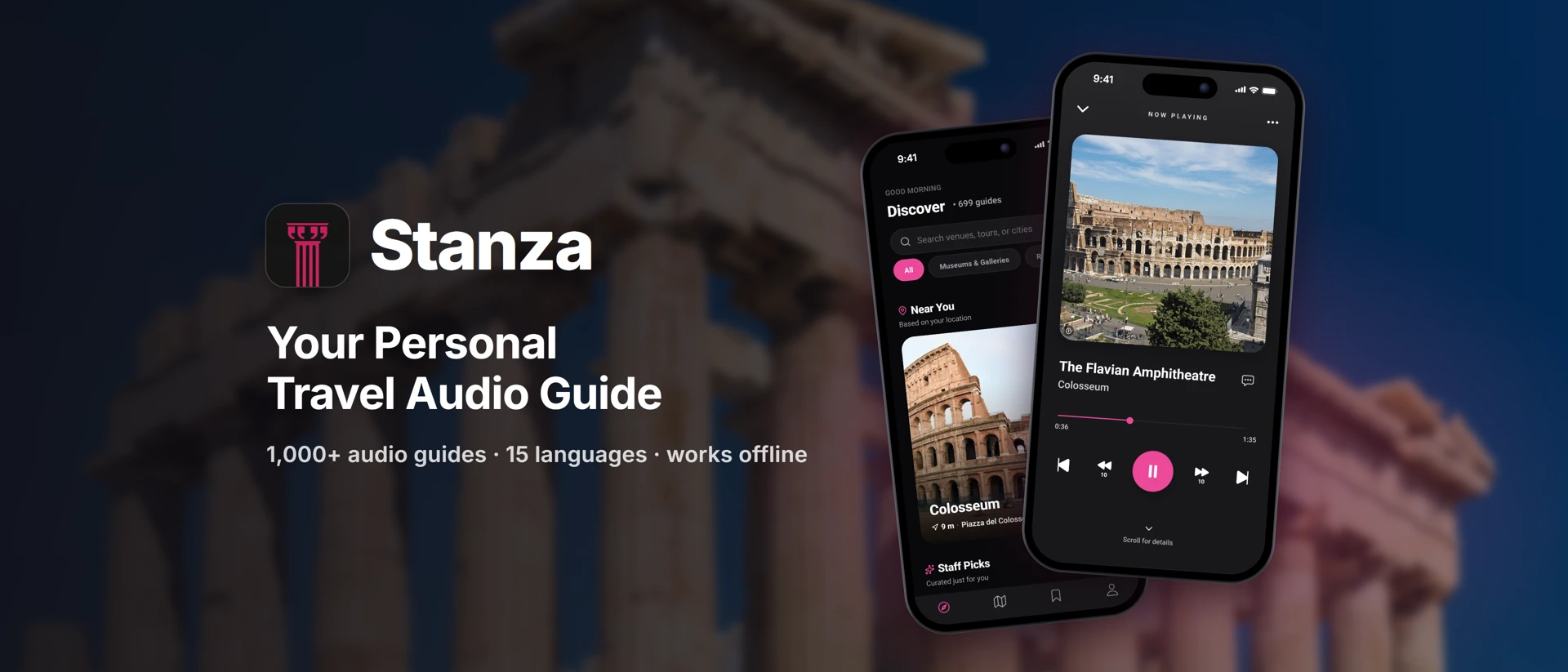 Stanza: Travel Audio Guides product page header