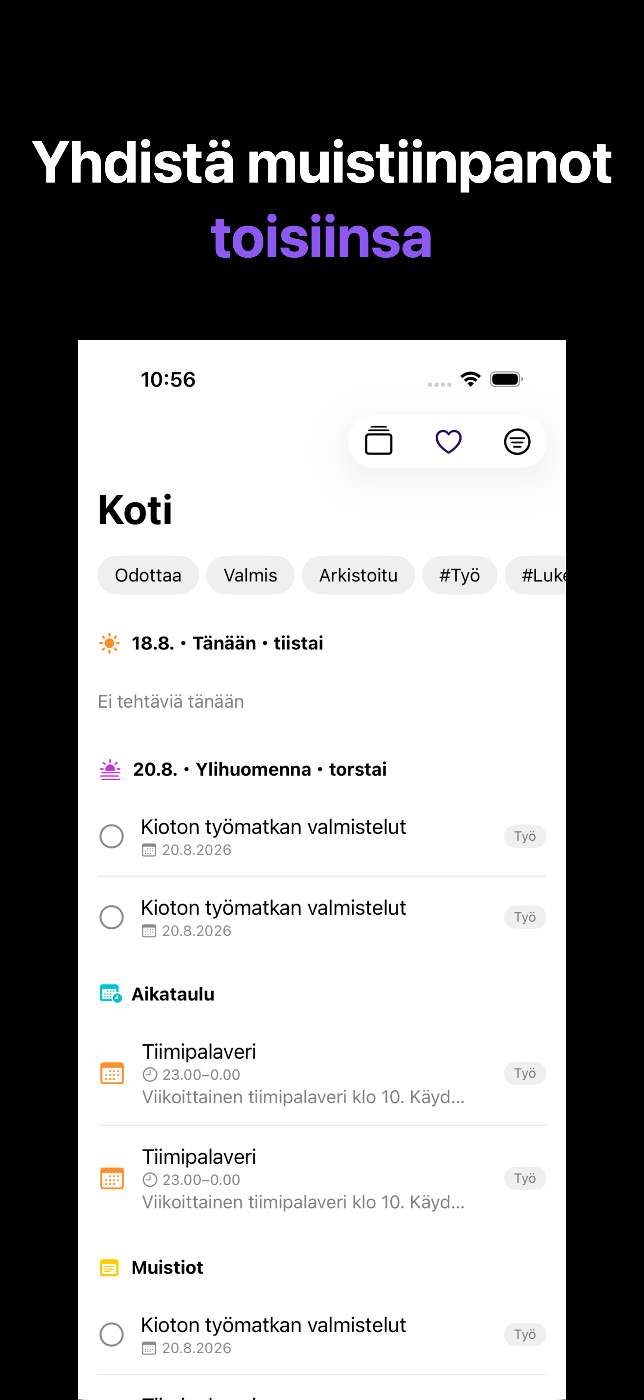 Notone - シンプルなメモAI Agent iOS screenshot 1 showing app interface