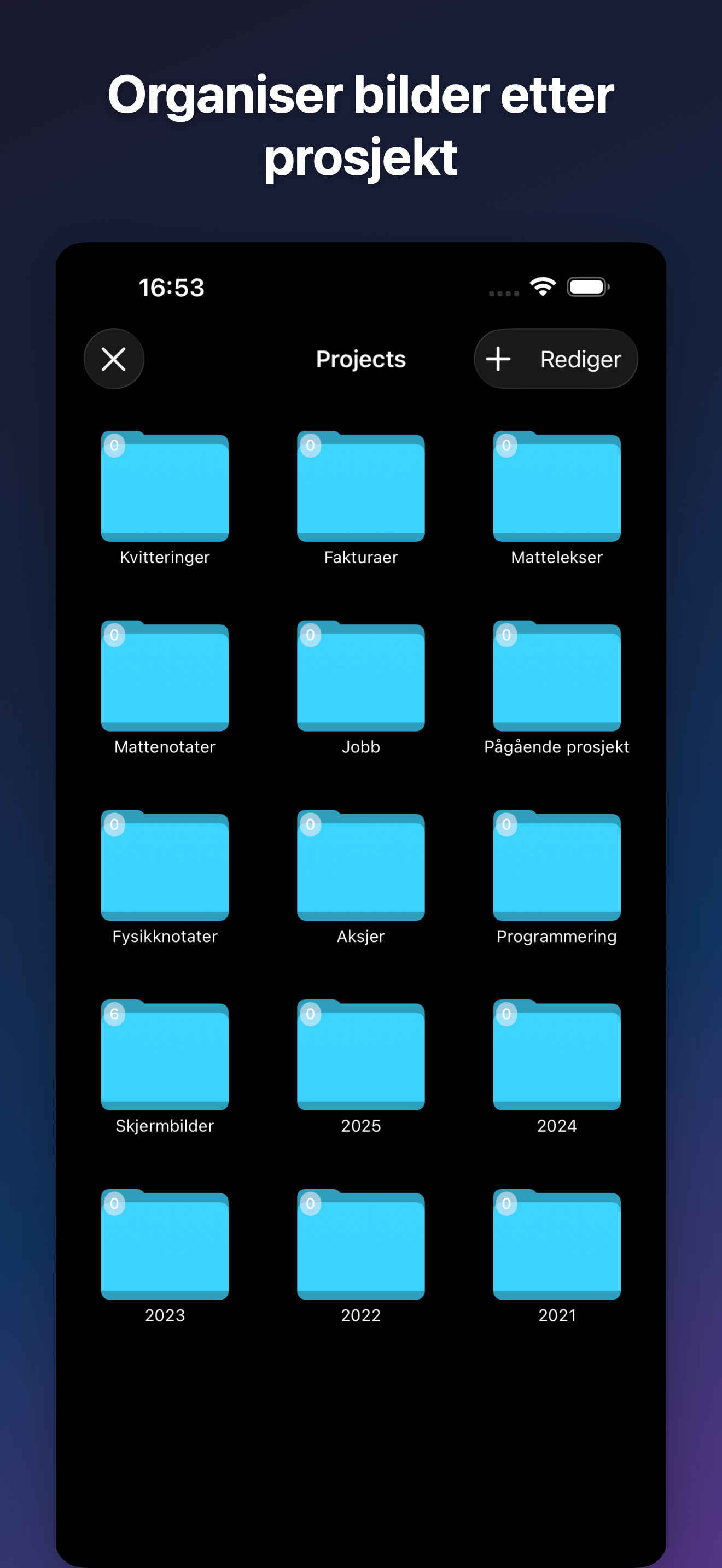 ProjectCam - Photo Folders iOS screenshot 2 showing app interface