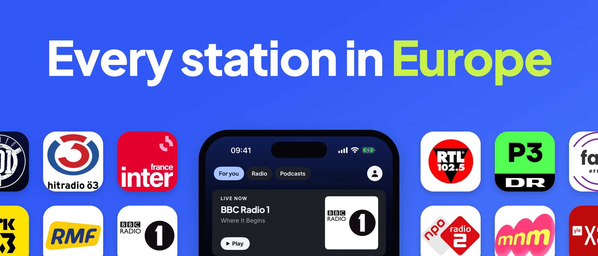 Playdio Radio & Podcasts product page header