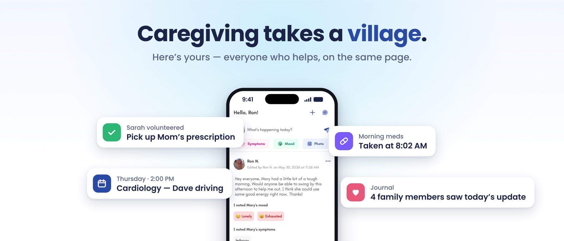 Caring Village: Caregiver App product page header