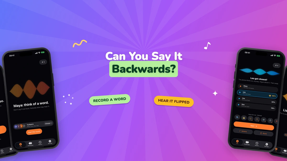 Backtalk: Reverse Audio Game App Store product page header