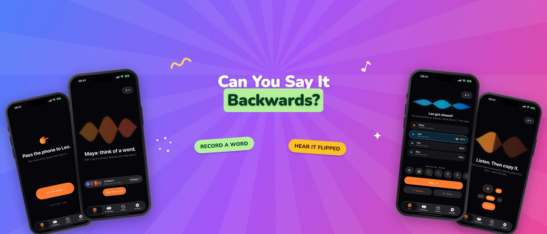 Backtalk: Reverse Audio Game App Store product page header