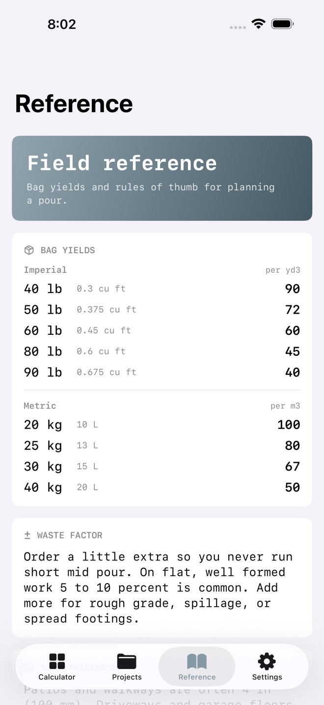 ConcreteCalc: Bags & Volume screenshot 4