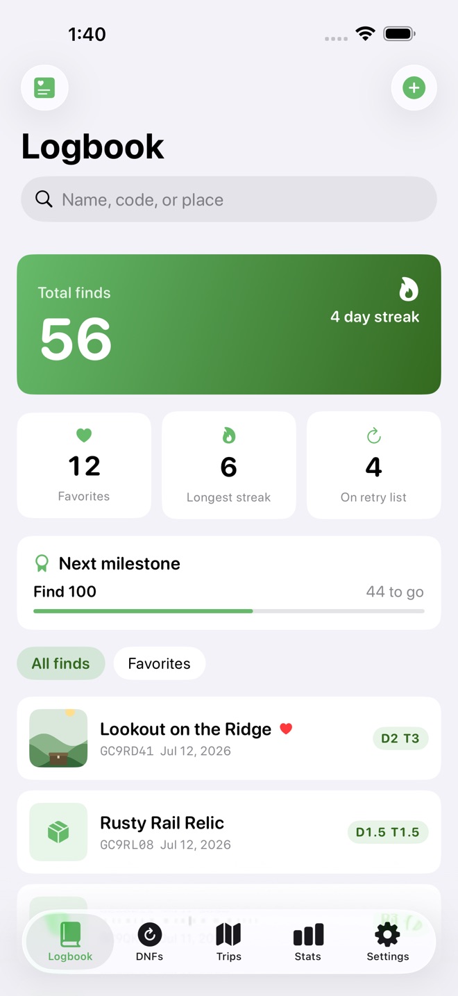 CacheTrail: Geocache Log capture d’écran 1