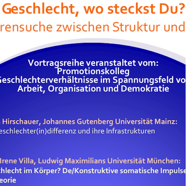 Vortragsreihe "Geschlecht, wo steckst Du? Eine Spurensuche zwischen Struktur und Subjekt" cover